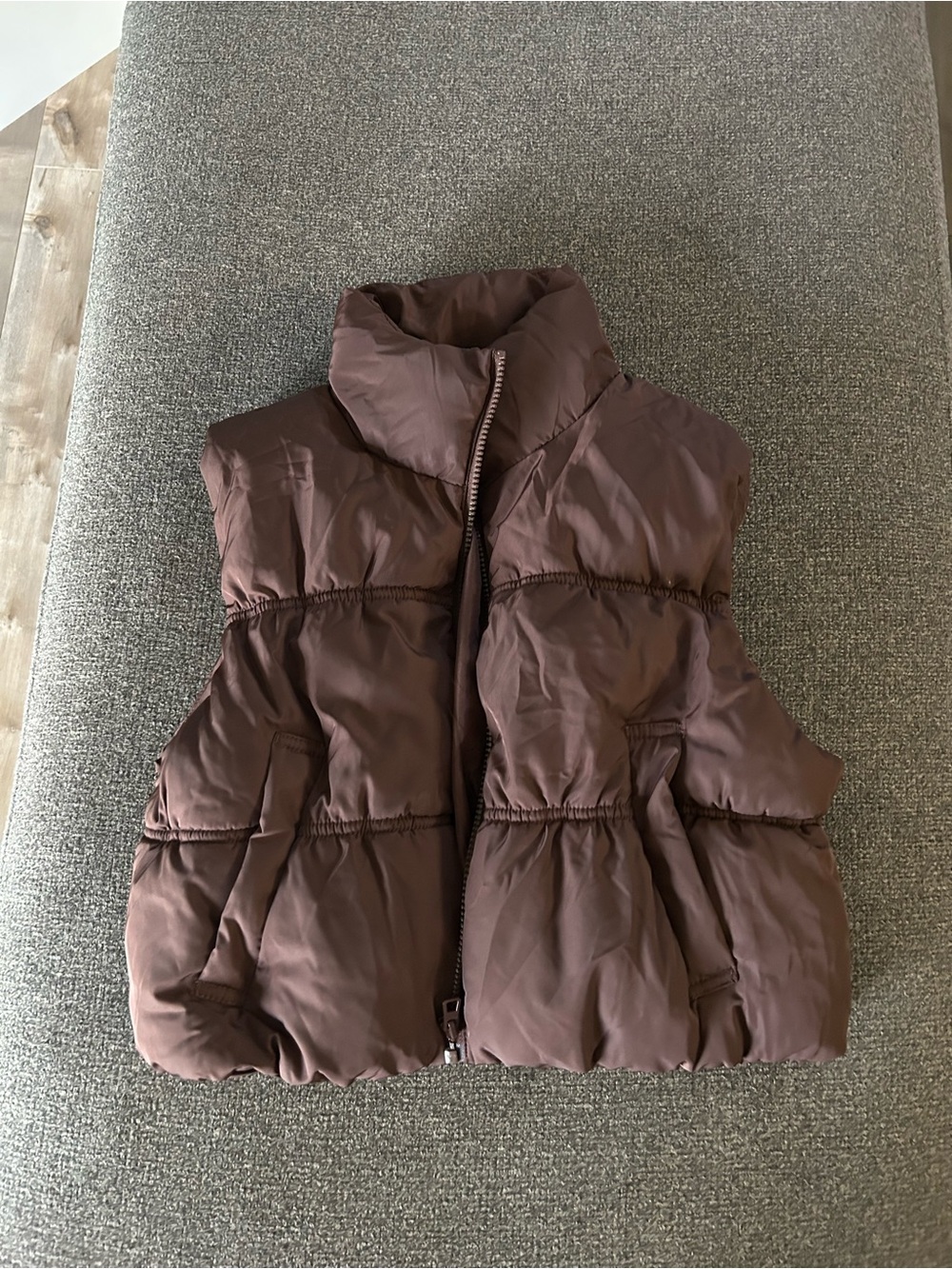 Brown Quilted Puffer Vest